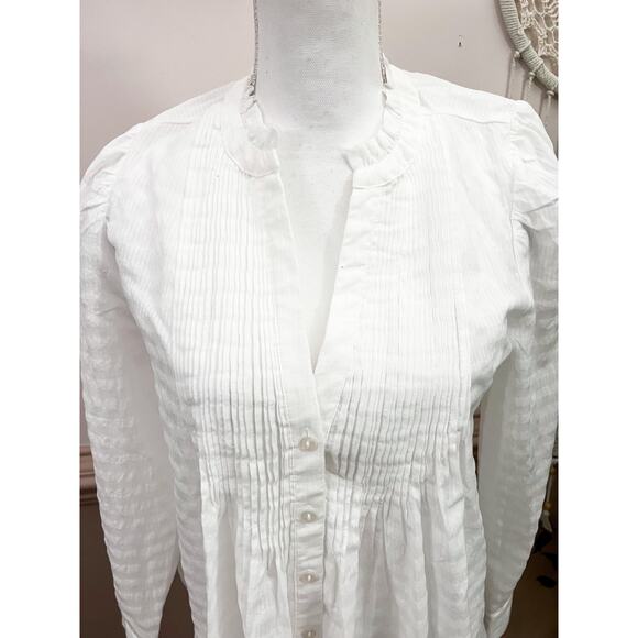 The Nines by Hatch White Long Sleeve Lightweight Cotton Blouse Size S - Picture 2 of 6